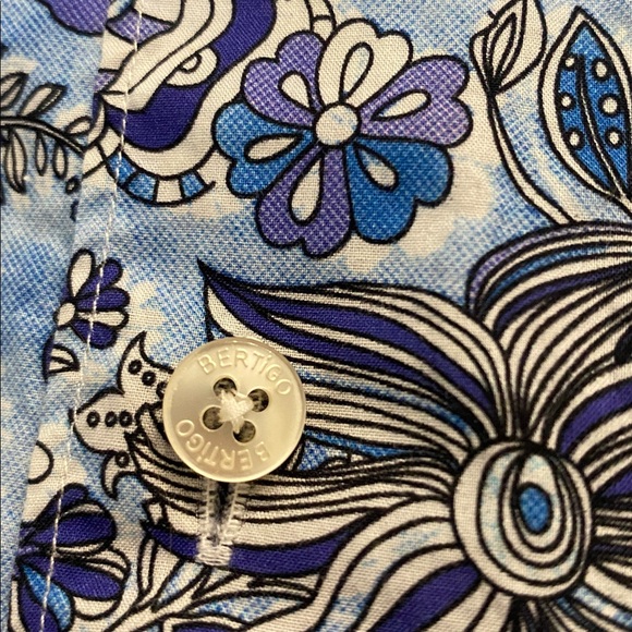 Bertigo Other - Bertigo Cotton Floral Blue White Button Up Casual Shirt XL